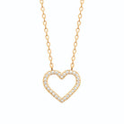 Collier cœur ouvert au contour pavé de zircons en plaqué or