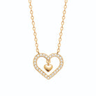Collier cœur ouvert pavé de zircons et petit cœur poli en plaqué or