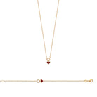 Collier cœur rouge enfant en plaqué or, 45 cm