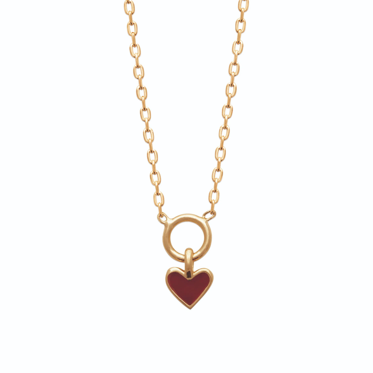 Collier cœur rouge enfant en plaqué or, 45 cm