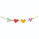 Collier cœurs multicolores enfant en plaqué or, 37 cm