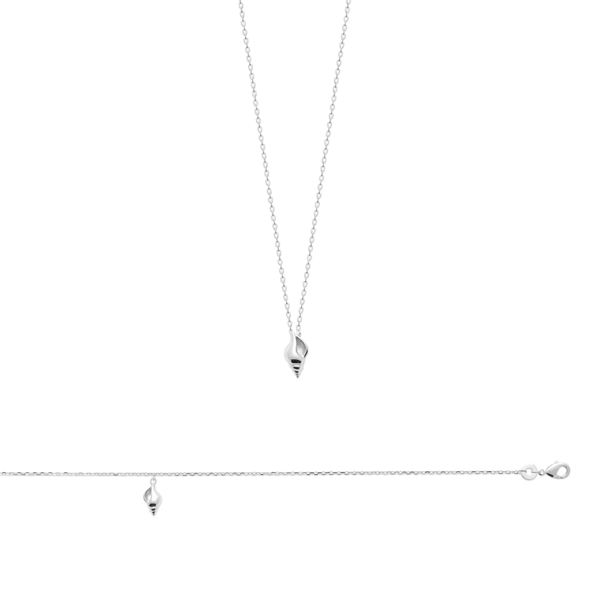 Collier coquillage en spirale façon conque en argent 925