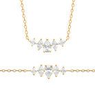 Collier couronne de zircons navette et poire en plaqué or