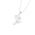 Collier Croix Celtique Éternité Or Blanc et Pierres Précieuses Diamant Pendentif avec chaîne