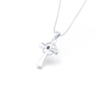 Collier Croix Celtique Éternité Or Blanc et Pierres Précieuses Diamant noir Pendentif avec chaîne