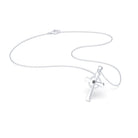 Collier Croix Celtique Éternité Or Blanc et Pierres Précieuses