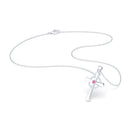 Collier Croix Celtique Éternité Or Blanc et Pierres Précieuses