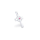 Collier Croix Celtique Éternité Or Blanc et Pierres Précieuses Rubis Pendentif seul