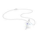 Collier Croix Celtique Éternité Or Blanc et Pierres Précieuses