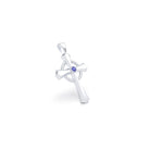 Collier Croix Celtique Éternité Or Blanc et Pierres Précieuses Saphir bleu Pendentif seul