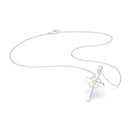 Collier Croix Celtique Éternité Or Blanc et Pierres Précieuses