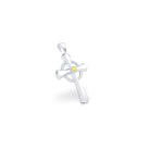 Collier Croix Celtique Éternité Or Blanc et Pierres Précieuses Saphir jaune Pendentif seul