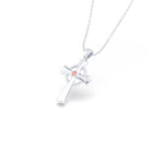 Collier Croix Celtique Éternité Or Blanc et Pierres Précieuses Saphir pêche Pendentif avec chaîne