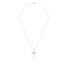 Collier Croix Celtique Éternité Or Blanc et Pierres Précieuses