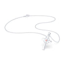 Collier Croix Celtique Éternité Or Blanc et Pierres Précieuses