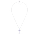 Collier Croix Celtique Éternité Or Blanc et Pierres Précieuses