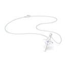 Collier Croix Celtique Éternité Or Blanc et Pierres Précieuses