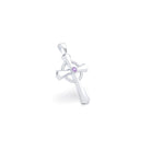 Collier Croix Celtique Éternité Or Blanc et Pierres Précieuses Saphir violet Pendentif seul