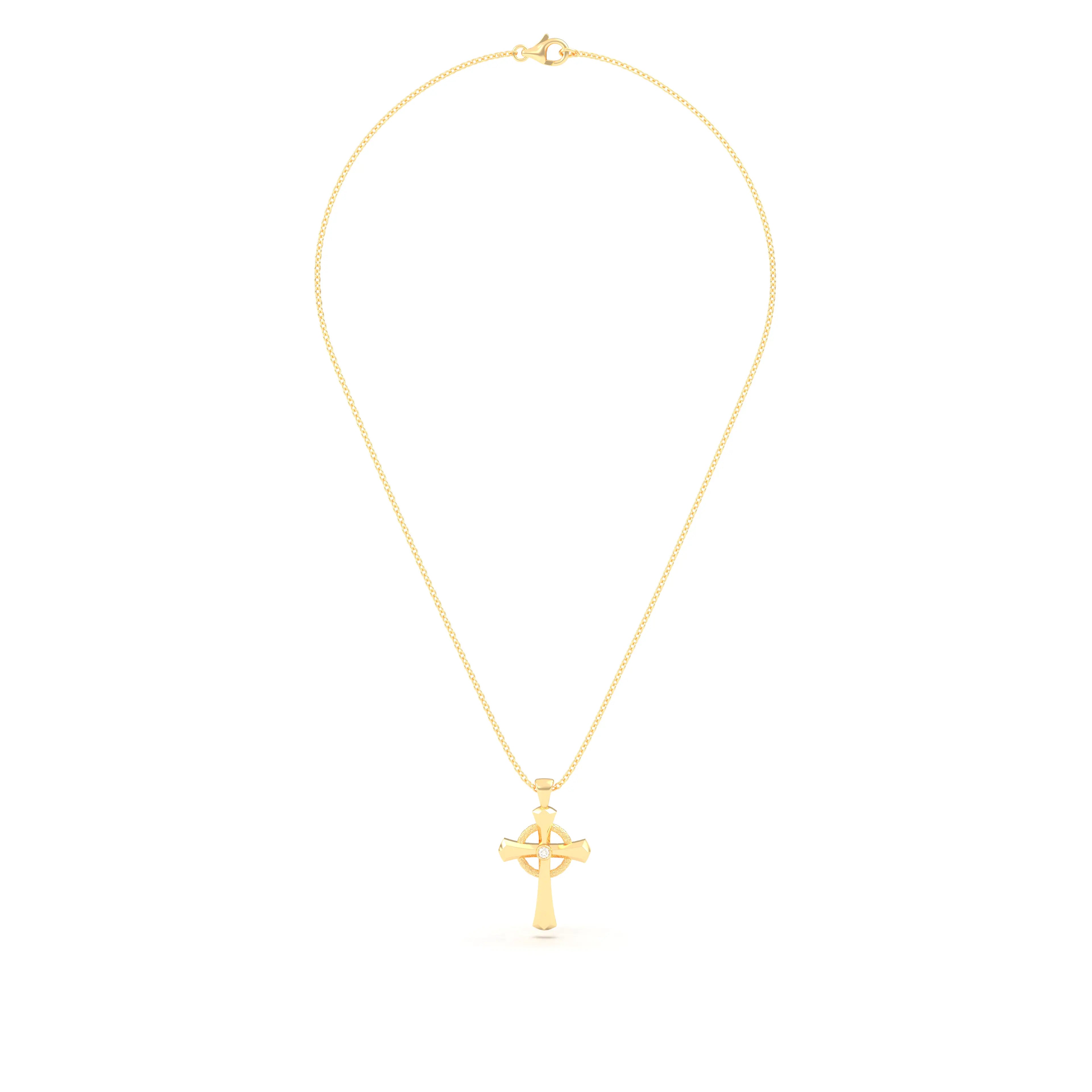 Collier Croix Celtique Éternité Or Jaune et Pierres Précieuses