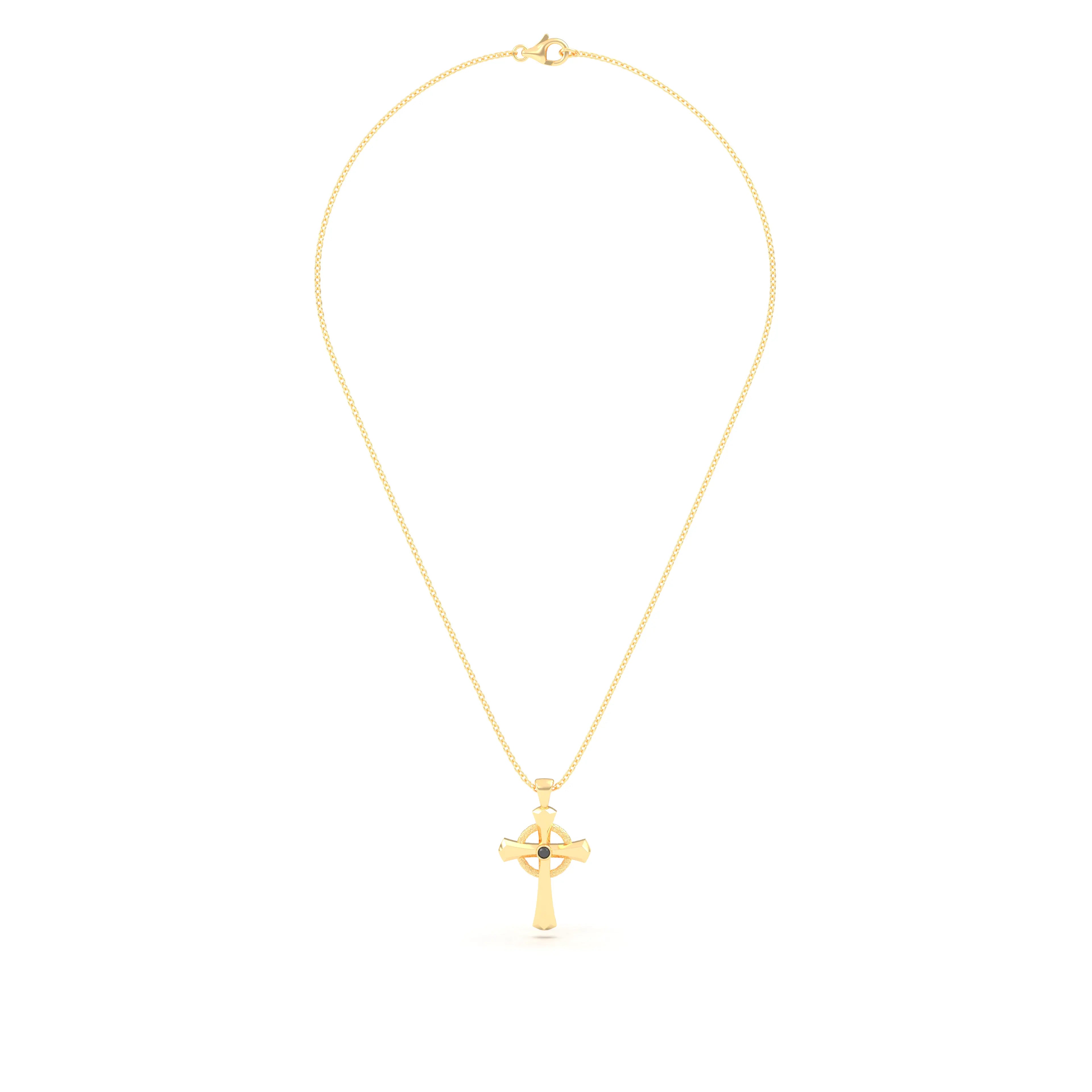 Collier Croix Celtique Éternité Or Jaune et Pierres Précieuses