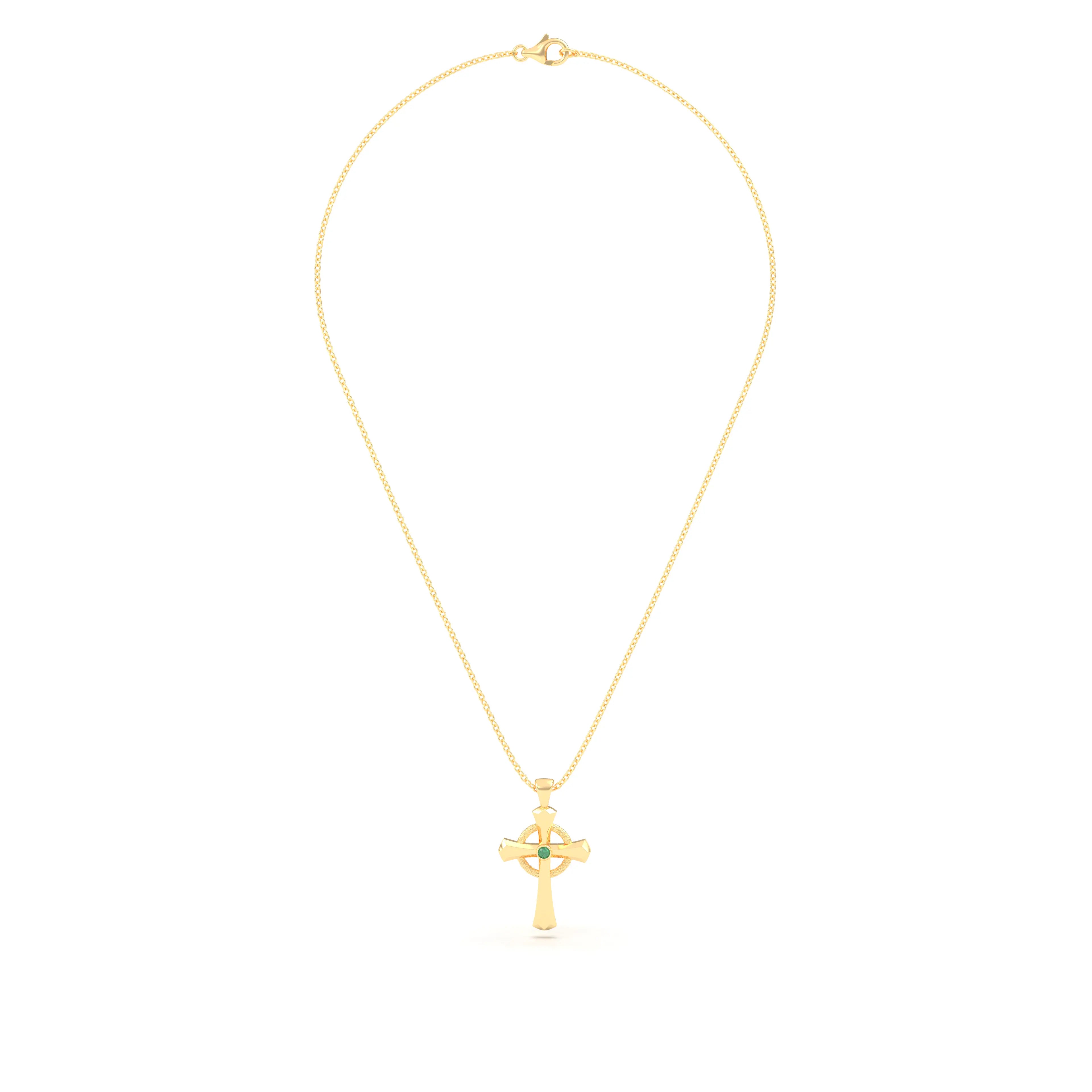 Collier Croix Celtique Éternité Or Jaune et Pierres Précieuses