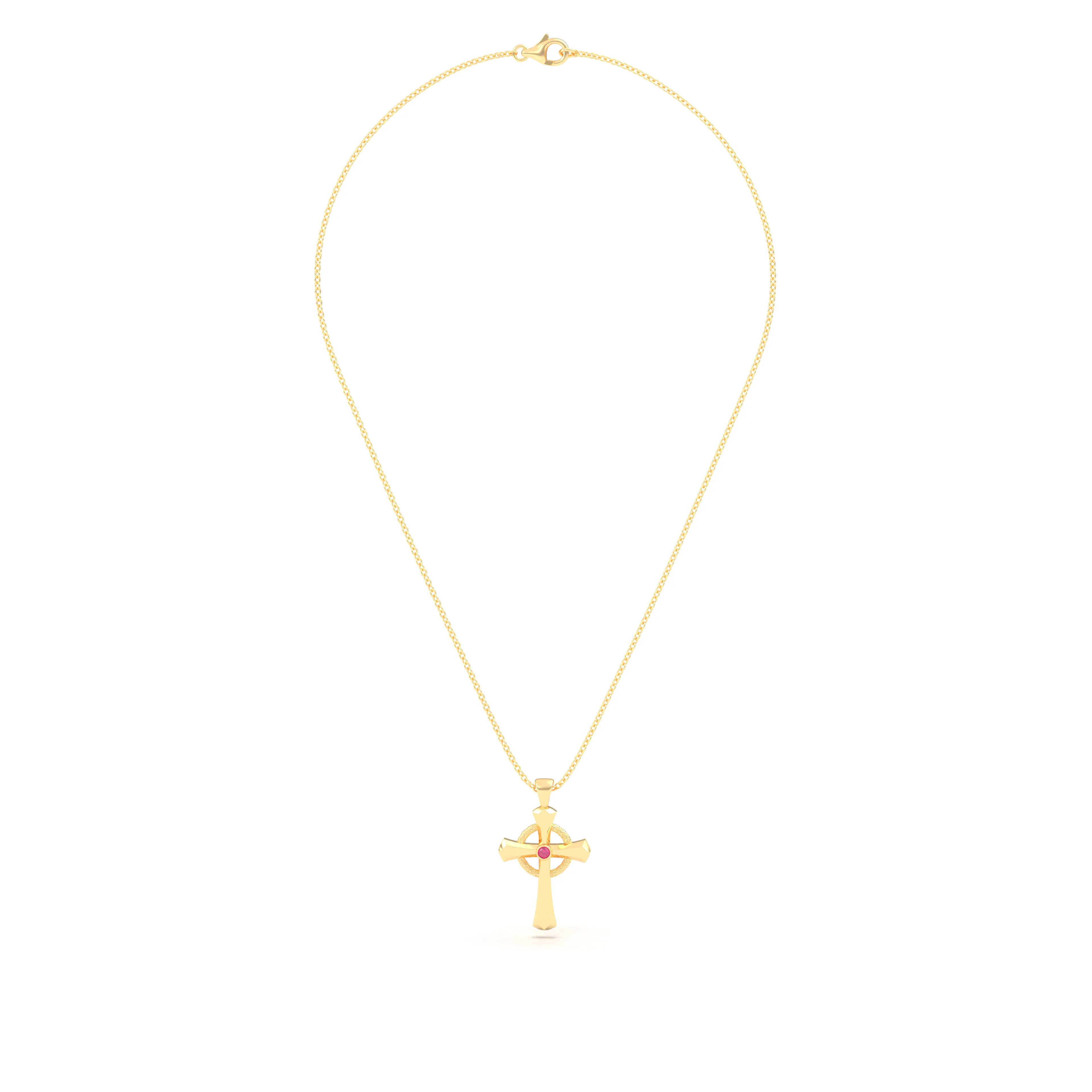 Collier Croix Celtique Éternité Or Jaune et Pierres Précieuses