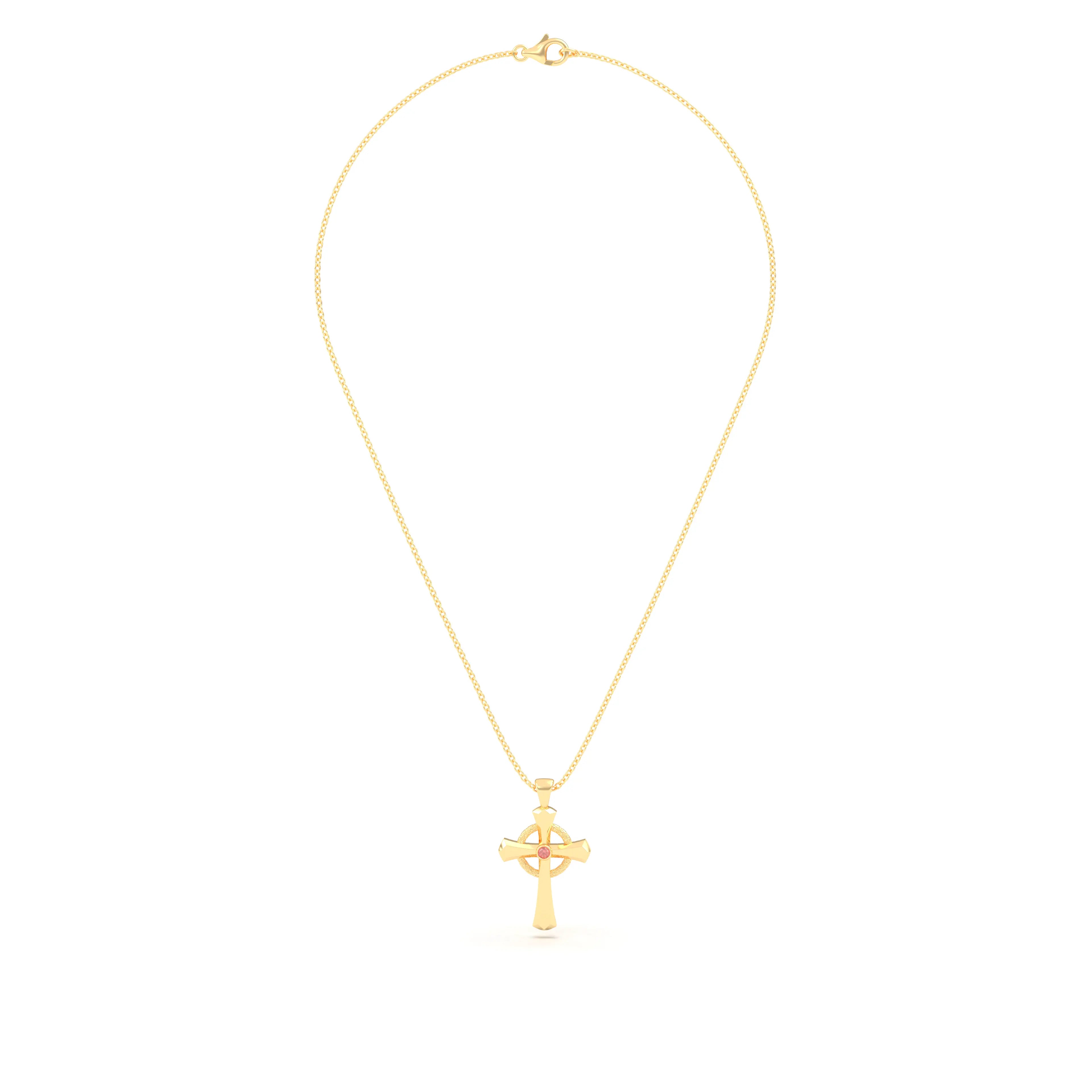 Collier Croix Celtique Éternité Or Jaune et Pierres Précieuses