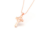 Collier Croix Celtique Éternité Or Rose et Pierres Précieuses Diamant Pendentif avec chaîne