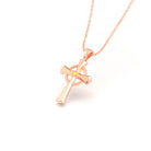 Collier Croix Celtique Éternité Or Rose et Pierres Précieuses Saphir jaune Pendentif avec chaîne