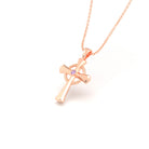 Collier Croix Celtique Éternité Or Rose et Pierres Précieuses Saphir violet Pendentif avec chaîne