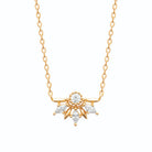 Collier demi-couronne de zircons en éventail en plaqué or