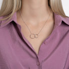 Collier deux anneaux entrelacés en argent 925 rhodié 45 cm