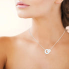 Collier deux anneaux plats entrelacés en argent 925 rhodié 45 cm