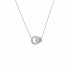 Collier deux anneaux plats entrelacés en argent 925 rhodié 45 cm