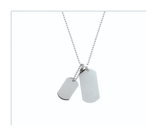 Collier deux plaques militaires sur chaîne boules en acier homme
