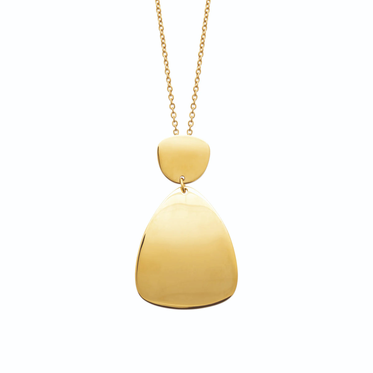 Collier deux plaques superposées au poli miroir en acier doré