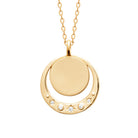 Collier disque et croissant de lune aux zircons étoilés en plaqué or