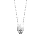 Collier double anneau pavé et zircon rectangulaire en argent 925