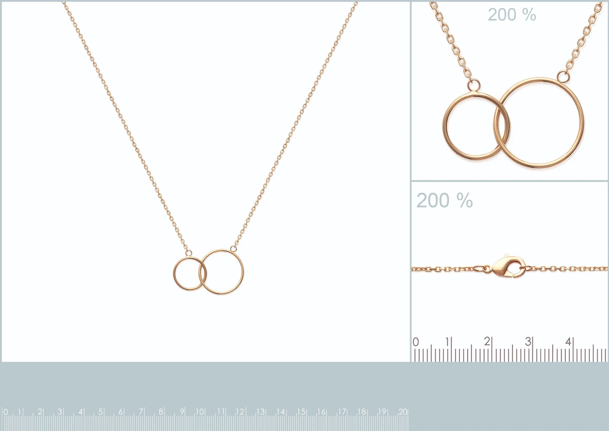 Collier double cercle entrelacé en plaqué or 45 cm