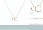 Collier double cercle entrelacé en plaqué or 45 cm