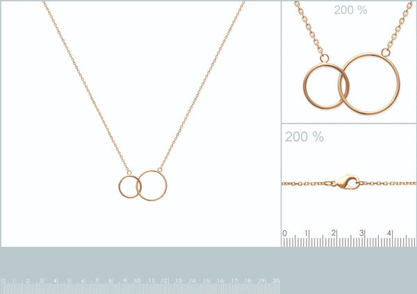 Collier double cercle entrelacé en plaqué or 45 cm