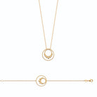 Collier double cercle torsadé et frise perlée en plaqué or