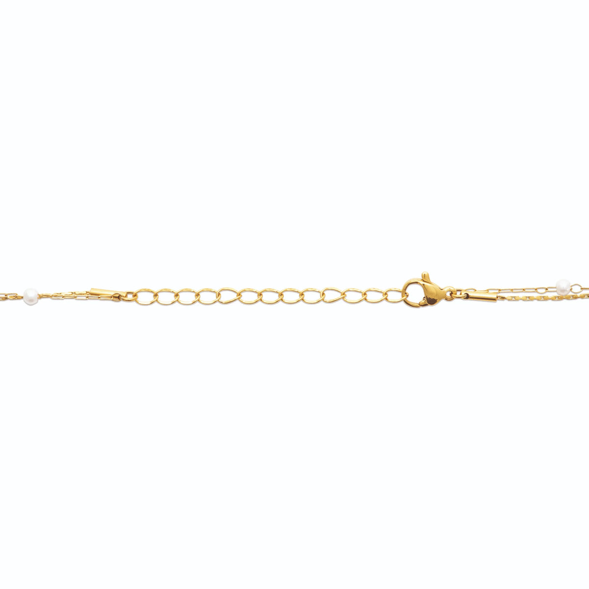 Collier double rang ponctué de perles d’imitation en acier doré
