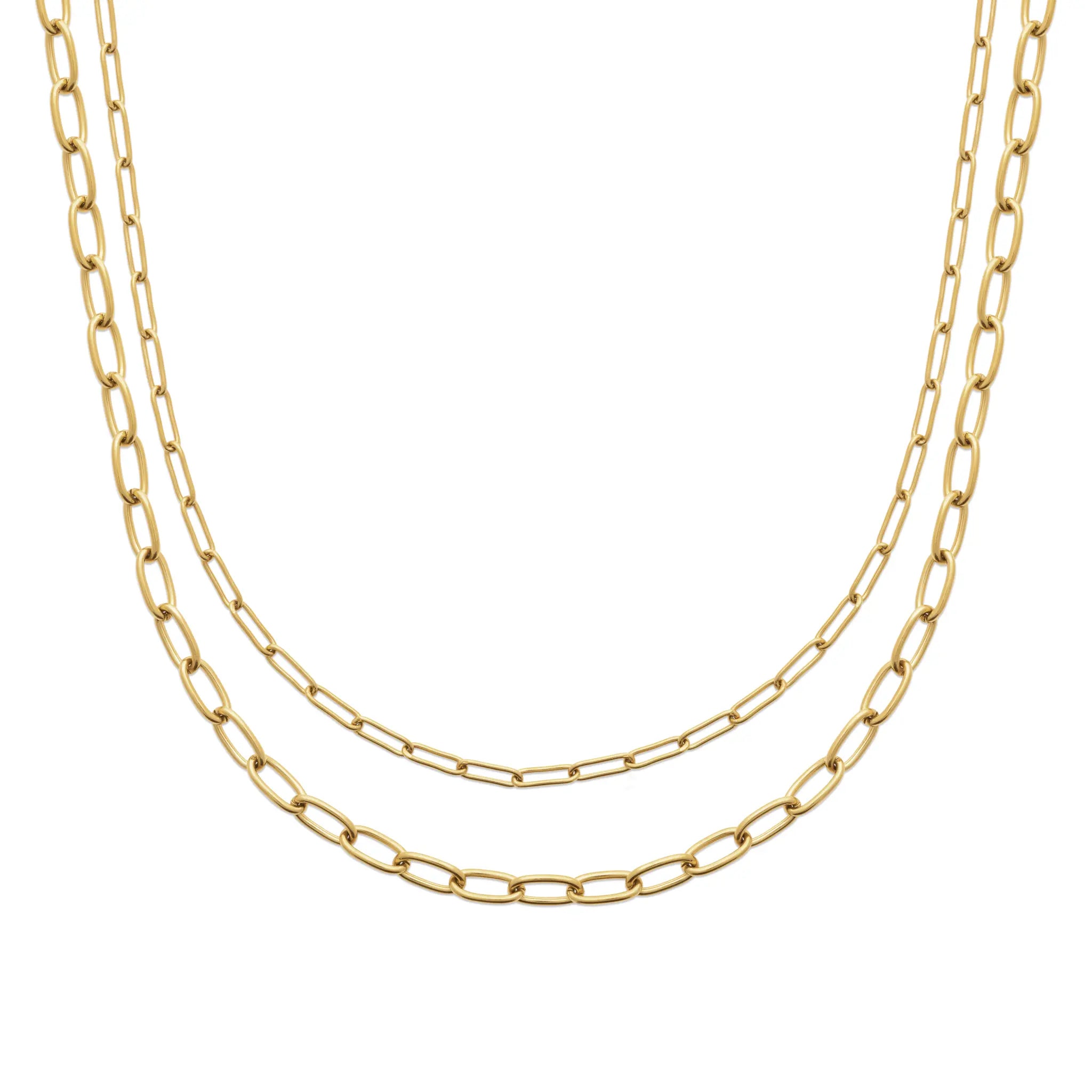 Collier Double Rang "Duo Solaire" en PVD Doré (45 cm)