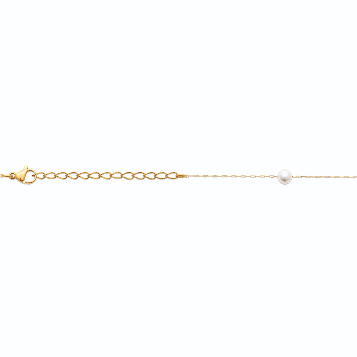 Collier en Y à perles d’imitation blanches en acier doré
