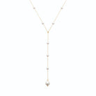 Collier en Y à perles d’imitation blanches en acier doré
