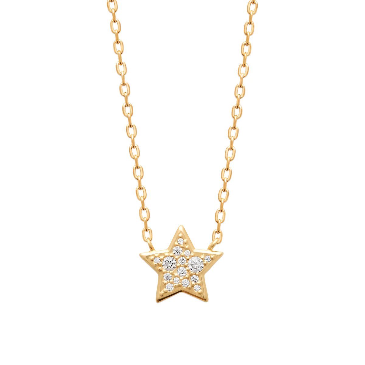 Collier étoile bombée à cinq branches et zircons en plaqué or