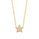Collier étoile bombée à cinq branches et zircons en plaqué or