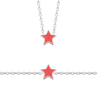 Collier étoile corail enfant en argent 925 rhodié, 37 cm