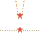 Collier étoile corail enfant en plaqué or, 37 cm